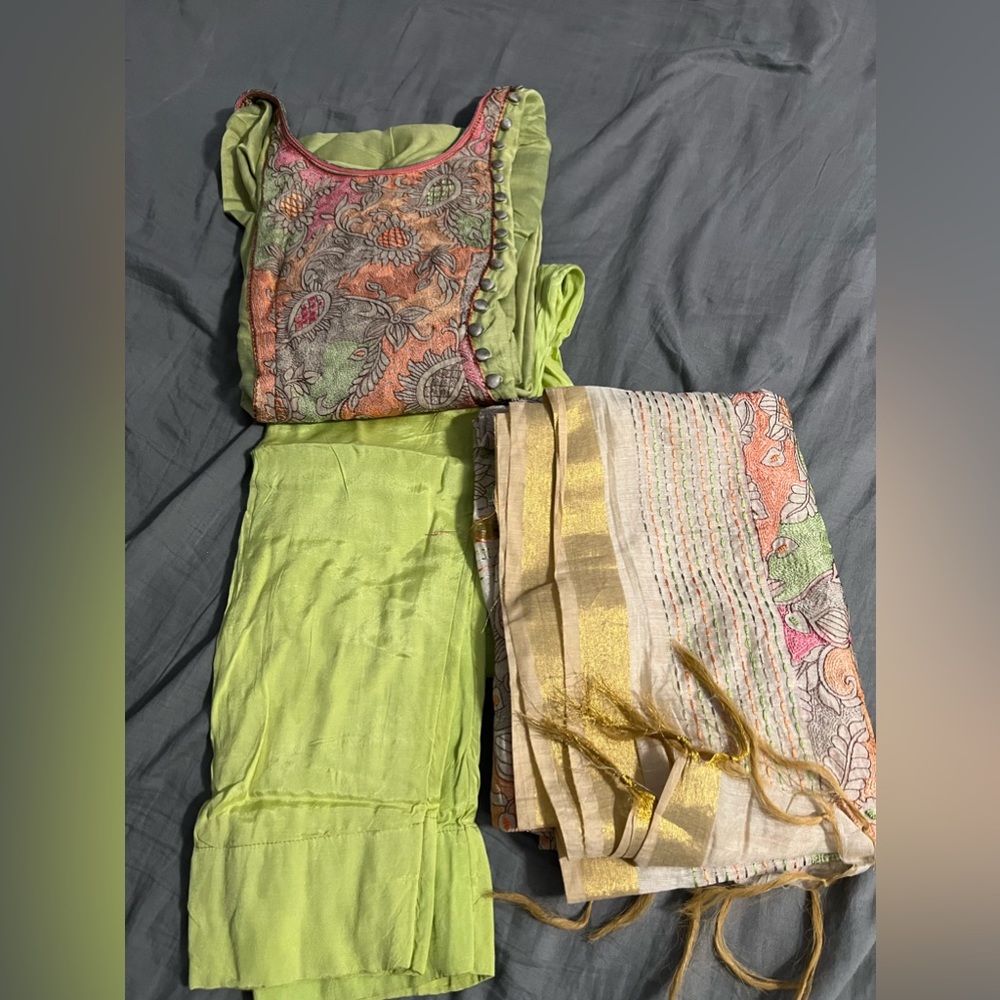 Brand new cotton suit shirt with pant with embroidered dupatta